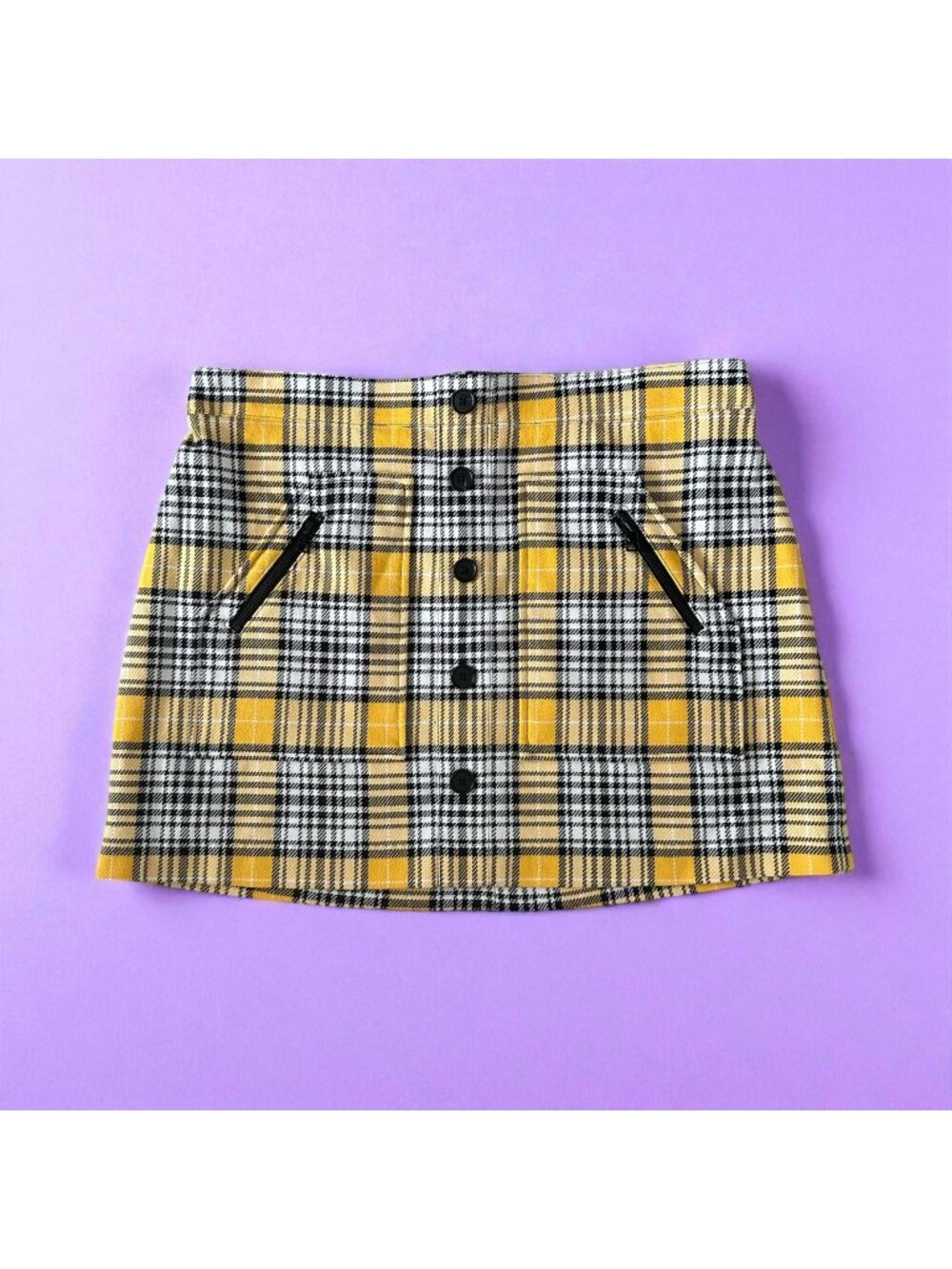 VERONICA BEARD Yellow Black Plaid Button Skirt Size 12